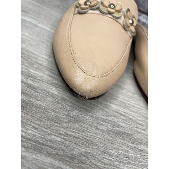 Kate Spade Nude Pink Leather Floral Accent Pointed Mules Shoes Women 8M US/39EU - Picture 7 of 16